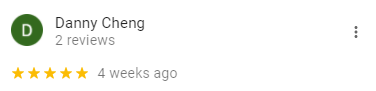 5-star review from Danny Cheng on Google